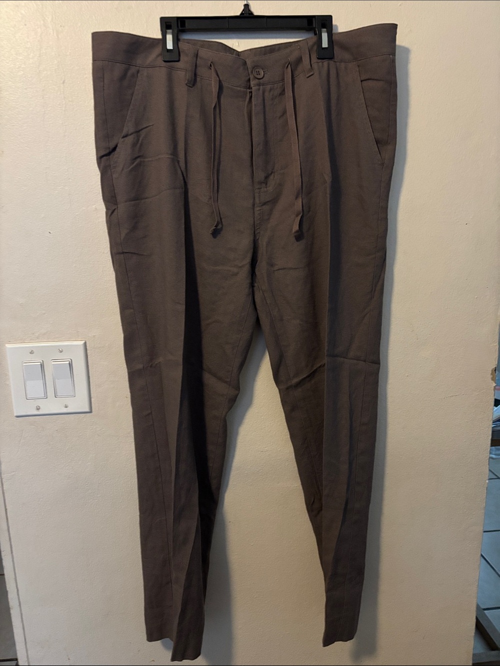 Men's Taupe Drawstring Chinos